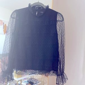 Black fancy shirt with sheer sleeves